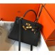 Hermes Kelly 25/28cm Retourne Bag Togo Leather In Black WAX High