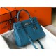 Hermes Kelly 25/28cm Retourne Bag Togo Leather In Agate Blue WAX High