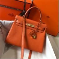 Hermes Kelly 25/28cm Retourne Bag Togo Leather In Orange WAX High