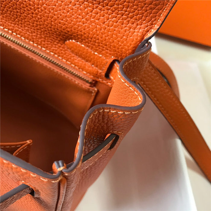 Hermes Kelly 25/28cm Retourne Bag Togo Leather In Orange WAX High