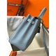 Hermes Kelly 25/28cm Retourne Bag Togo Leather In Grey-Blue WAX High