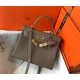 Hermes Kelly 25/28cm Retourne Bag Togo Leather In Etoupe WAX High