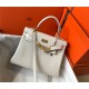 Hermes Kelly 25/28cm Retourne Bag Togo Leather In White WAX High