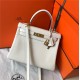 Hermes Kelly 25/28cm Retourne Bag Togo Leather In White WAX High