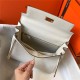 Hermes Kelly 25/28cm Retourne Bag Togo Leather In White WAX High