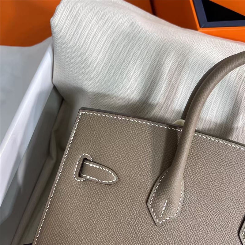 Hermes Birkin Sellier Bag 25cm Epsom Leather WAX Etoupe Silver-Metal High