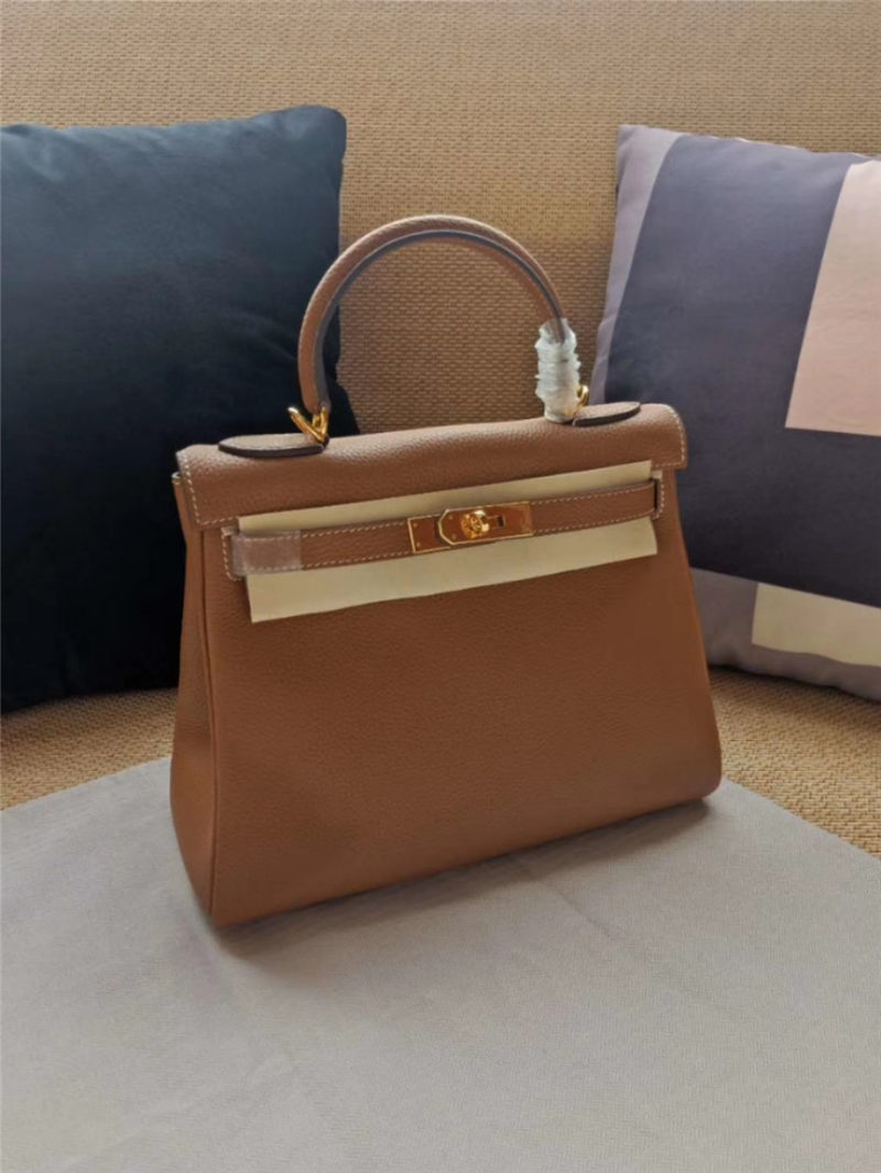 Hermes Kelly 25/28cm Retourne Bag Calfskin In Camel High