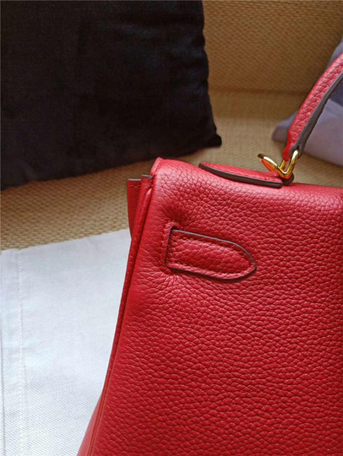 Hermes Kelly 25/28cm Retourne Bag Calfskin In Red High