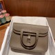 Hermes Halzan 22/25cm Bag Clemence Leather WAX In Etoupe High