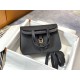 Hermes Halzan 22/25cm Bag Clemence Leather WAX In Black High