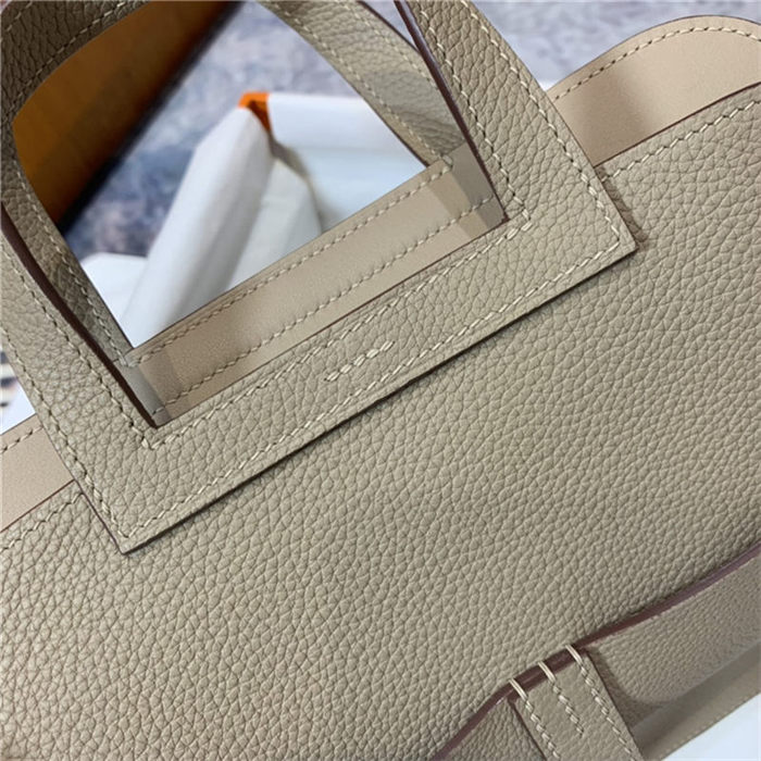 Hermes Halzan 22/25cm Bag Clemence Leather WAX In Trench High