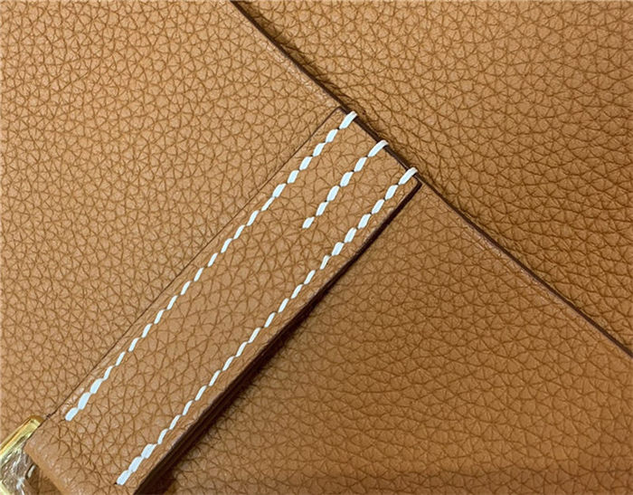 Hermes Halzan 22/25cm Bag Clemence Leather WAX In Gold High