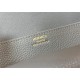 Hermes Halzan 22/25cm Bag Clemence Leather WAX In Etain High