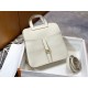 Hermes Halzan 22/25cm Bag Clemence Leather WAX In Craie High