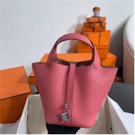 Hermes Picotin Lock 18/22 Bag Togo Leather In Rose eLipstick-Silver WAX High