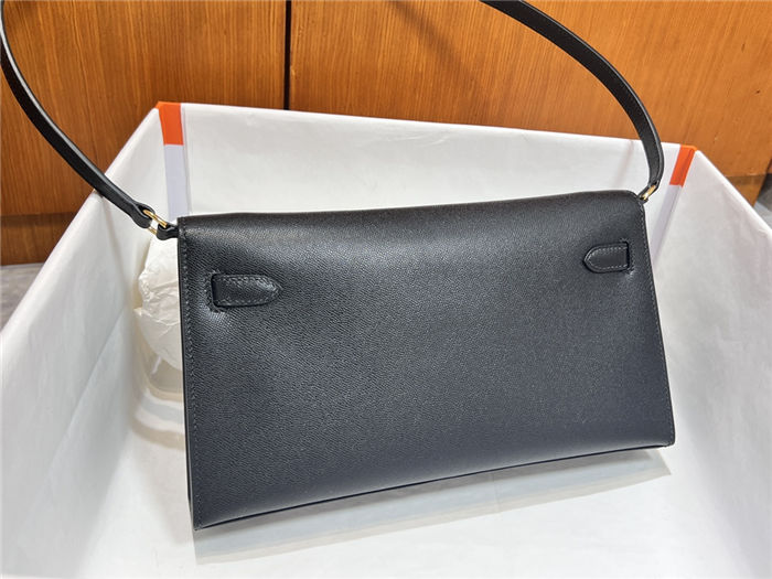 Hermes Kelly Elan 28cm Madame Leather Black Gold-Metal WAX High