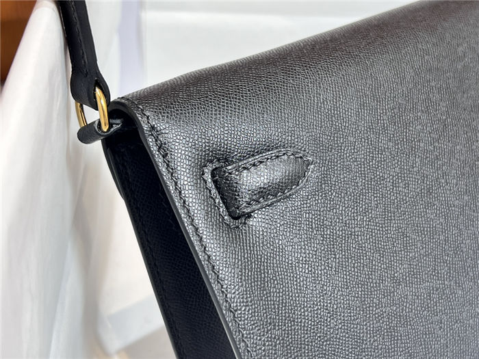 Hermes Kelly Elan 28cm Madame Leather Black Gold-Metal WAX High