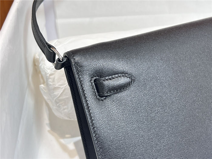 Hermes Kelly Elan 28cm Madame Leather Black Silver-Metal WAX High