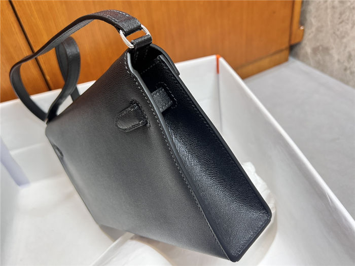 Hermes Kelly Elan 28cm Madame Leather Black Silver-Metal WAX High