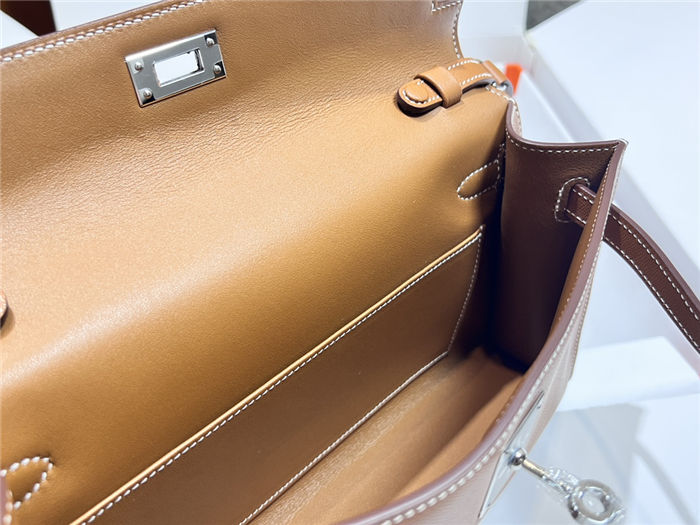 Hermes Kelly Elan 28cm Madame Leather Gold Silver-Metal WAX High