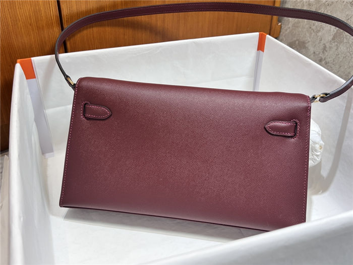 Hermes Kelly Elan 28cm Madame Leather Bordeaux Gold-Metal WAX High