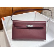 Hermes Kelly Elan 28cm Madame Leather Bordeaux Silver-Metal WAX High