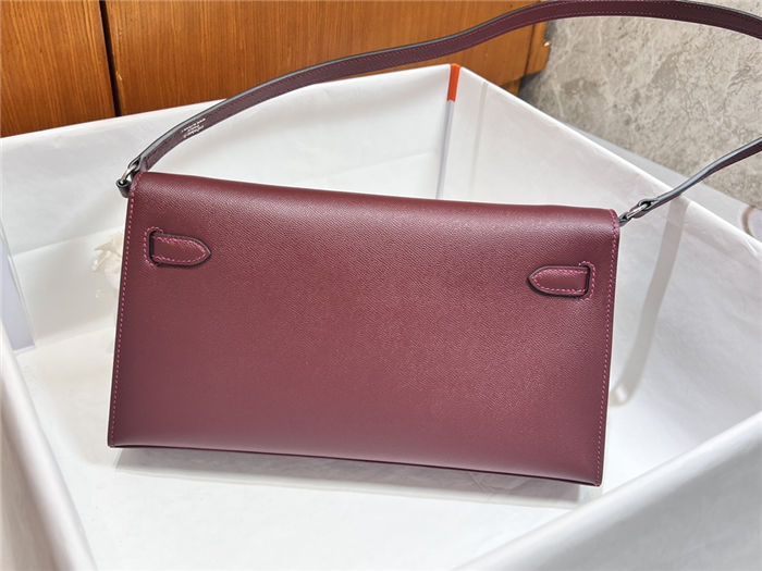 Hermes Kelly Elan 28cm Madame Leather Bordeaux Silver-Metal WAX High