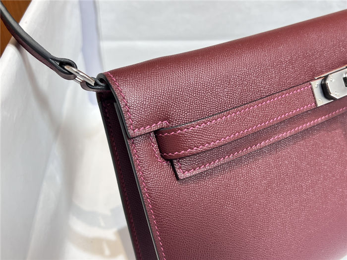 Hermes Kelly Elan 28cm Madame Leather Bordeaux Silver-Metal WAX High