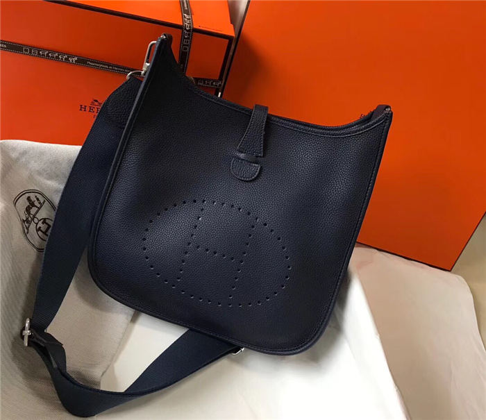 Hermes Evelyne III PM Bag Calfskin In Navy High