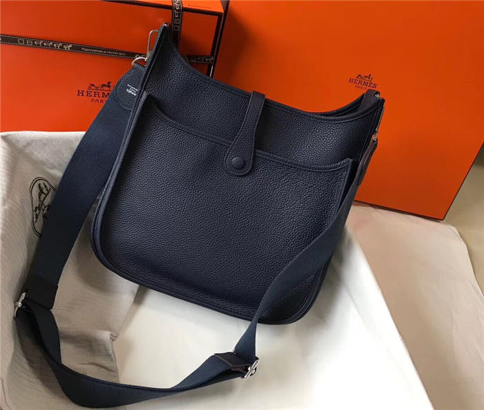 Hermes Evelyne III PM Bag Calfskin In Navy High