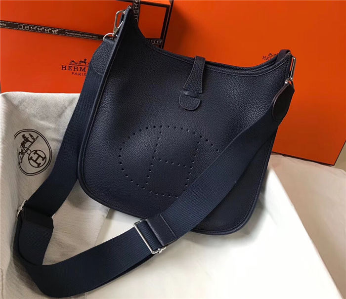 Hermes Evelyne III PM Bag Calfskin In Navy High