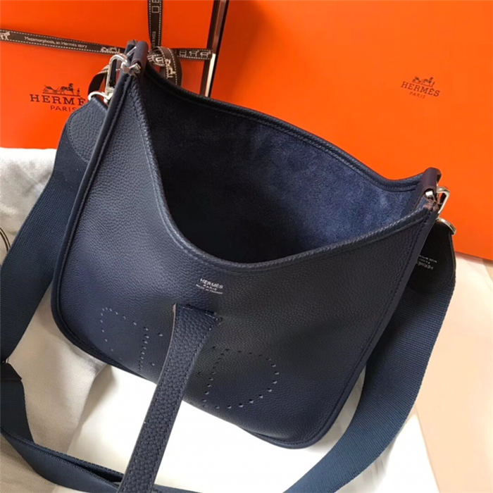 Hermes Evelyne III PM Bag Calfskin In Navy High