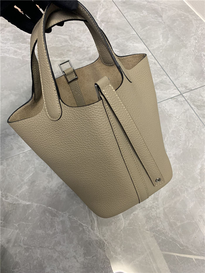 Hermes Picotin 18 Bag Clemence Leather In Tourterelle High