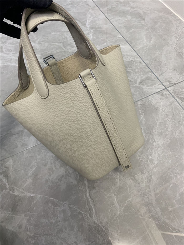 Hermes Picotin 18 Bag Clemence Leather In Cream High