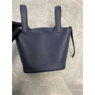 Hermes Picotin 18 Bag Clemence Leather In Navy High