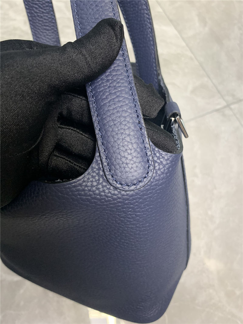 Hermes Picotin 18 Bag Clemence Leather In Navy High