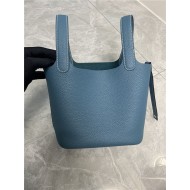 Hermes Picotin 18 Bag Clemence Leather In Denim Blue High