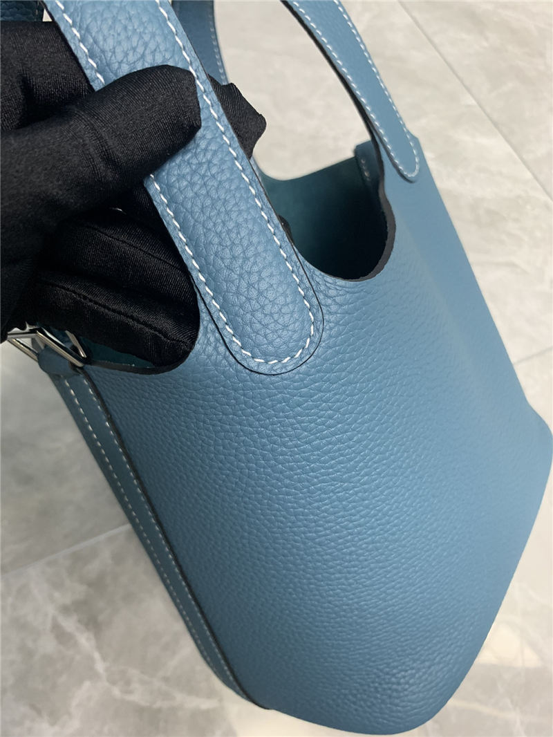 Hermes Picotin 18 Bag Clemence Leather In Denim Blue High