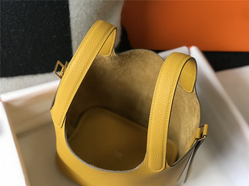 Hermes Picotin Lock 18/22 Bag Togo Leather In Jaune Ambre WAX High