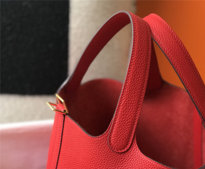 Hermes Picotin Lock 18/22 Bag Togo Leather In Red-Gold WAX High