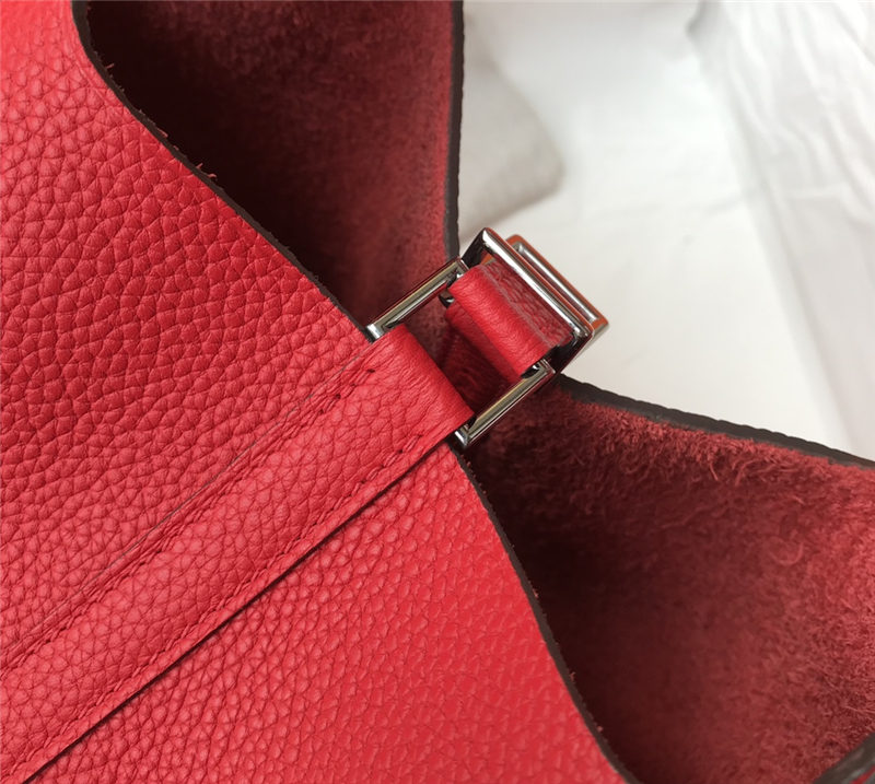 Hermes Picotin Lock 18/22 Bag Togo Leather In Red-Silver WAX High