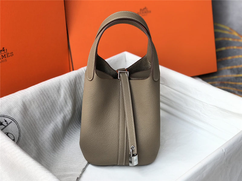 Hermes Picotin Lock 18/22 Bag Togo Leather In Trench-Silver WAX High