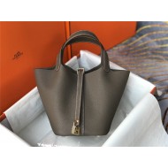 Hermes Picotin Lock 18/22 Bag Togo Leather In Etoupe-Gold WAX High