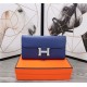 Hermes Constance Long Wallet Calfskin In Royal Blue High