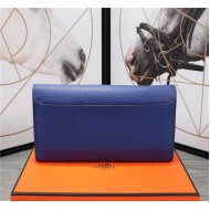 Hermes Constance Long Wallet Calfskin In Royal Blue High