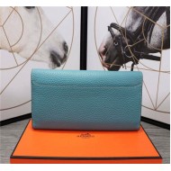 Hermes Constance Long Wallet Calfskin In Blue High