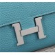 Hermes Constance Long Wallet Calfskin In Blue High