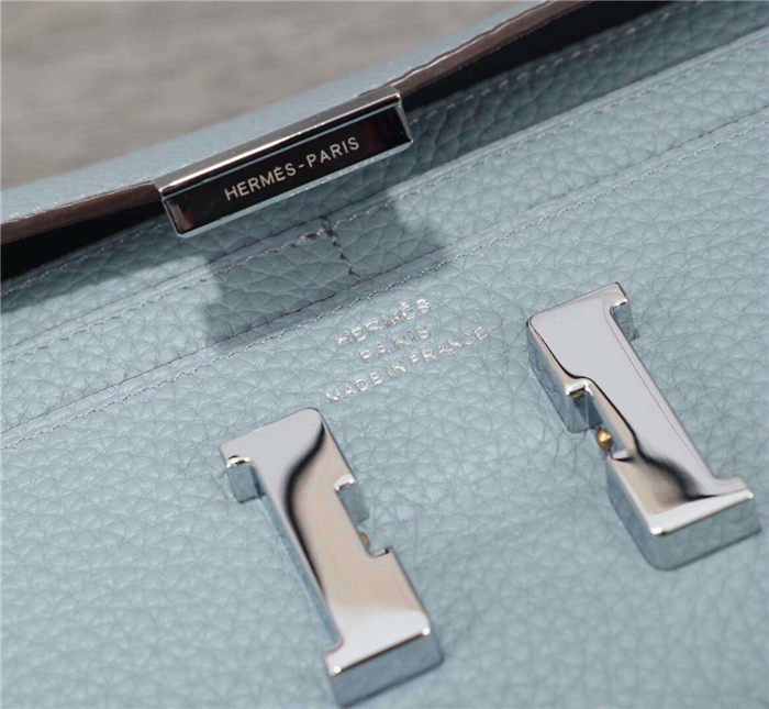 Hermes Constance Long Wallet Calfskin In Grey-Blue High