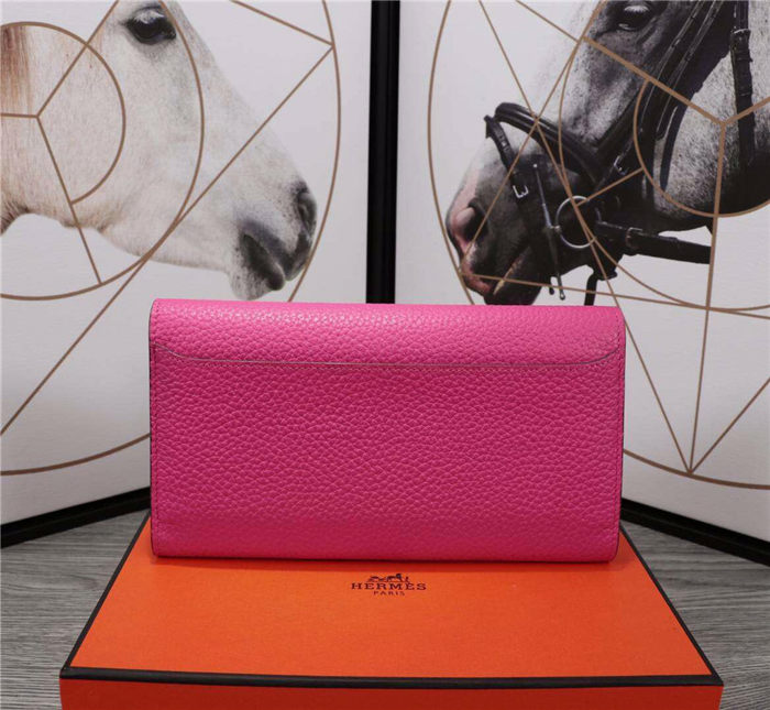 Hermes Constance Long Wallet Calfskin In Fuchsia High