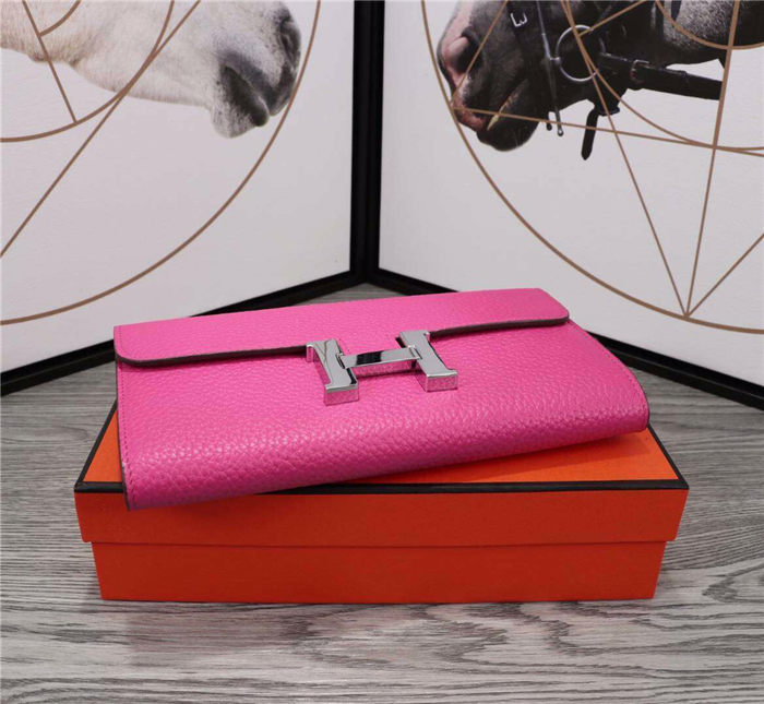 Hermes Constance Long Wallet Calfskin In Fuchsia High